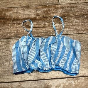 Wild Fable | Blue Striped Crop Shirt Tank